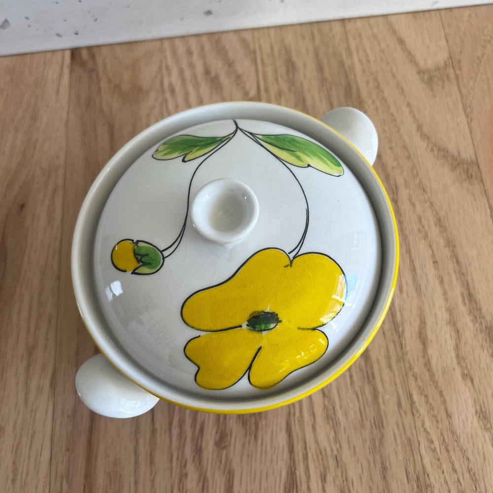 Vintage Mancioli Italy Sugar Bowl Italian Ceramic Floral Lidded Bowl Mid Century - Picture 9 of 10
